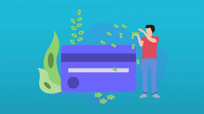 Man throwing money at credit card, symbolic of getting rid of debt fast