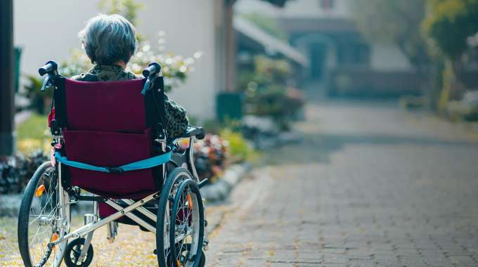 Woman on a wheelchair