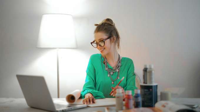 Person working on their side hustle