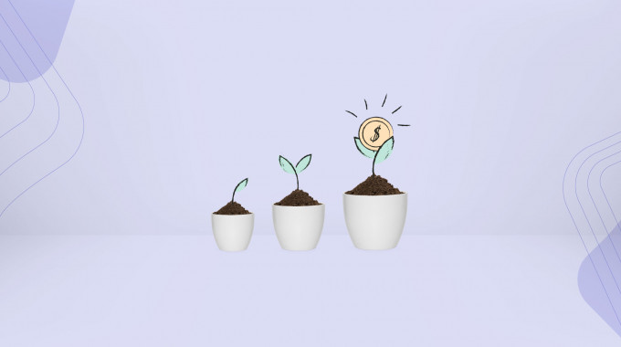 Financial growth symbolized by sprouting plants