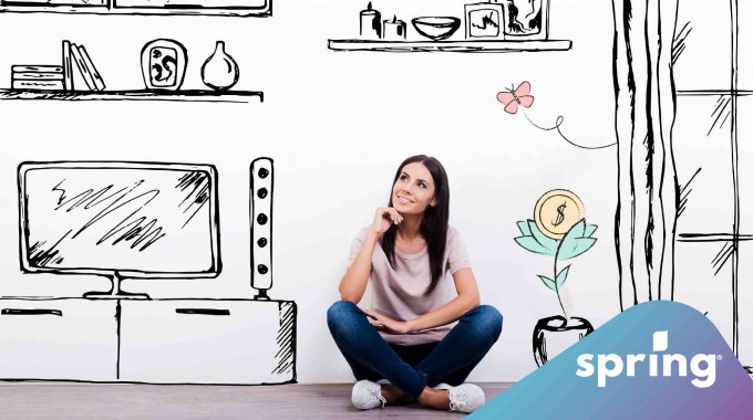 Woman getting financing for house furniture in Canada