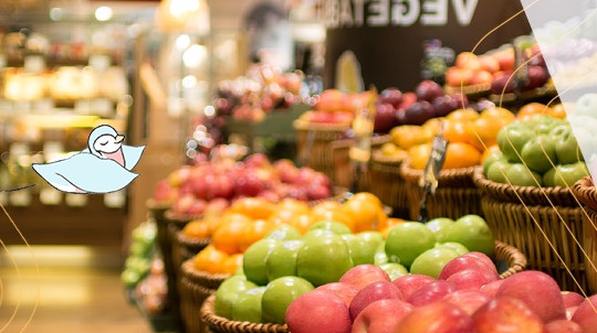 Grocery store shelves showing stores to price match in Canada