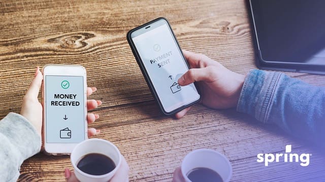 E-transfer money sent and payment received showing on cell phones