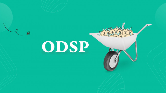 Wheelbarrow full of money and ODSP in big letters