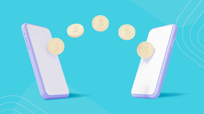 Two phones showing how long an e-transfer takes