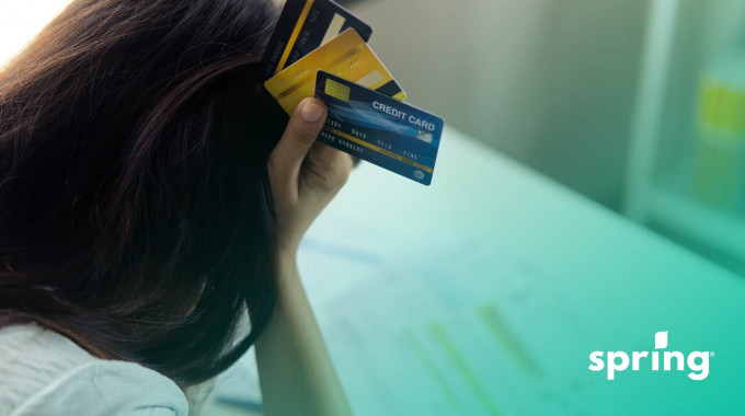 Multiple credit cards showing debt consolidation