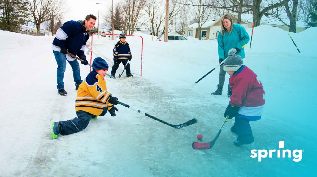 Alberta family playing hockey