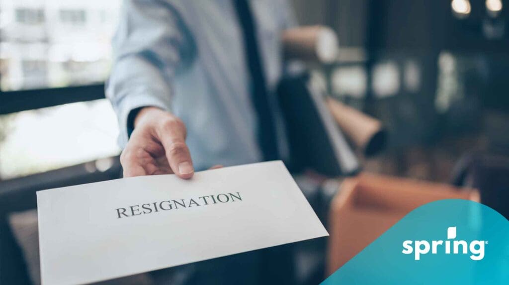 Resignation letter being handed in