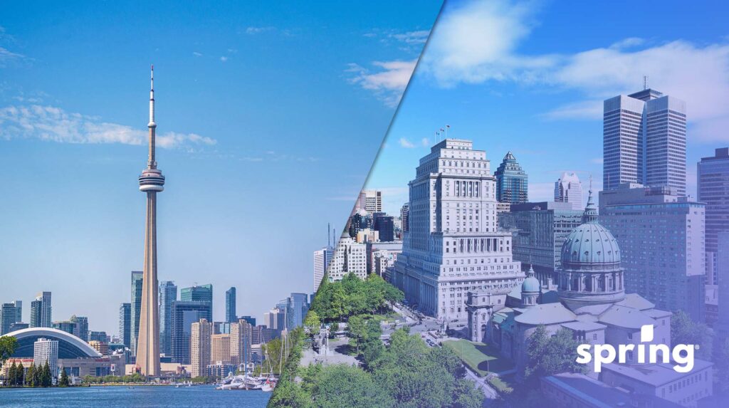Toronto and Montreal skylines