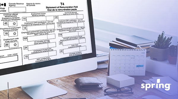 T4 slip on computer screen